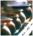 Fresh herbal decoctions being boiled